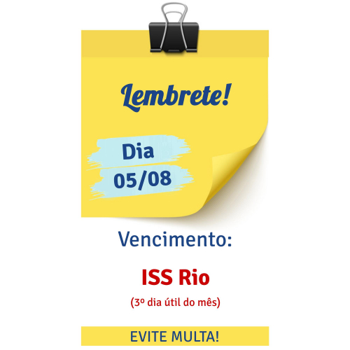 Vencimentos do Dia: ISS Rio e alguns tipos de IOF - 3º dia útil do mês