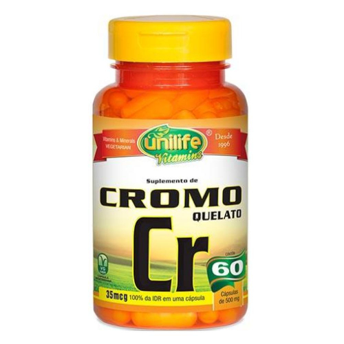 Cromo Quelato - 60 Cápsulas de 500mg - Unilife