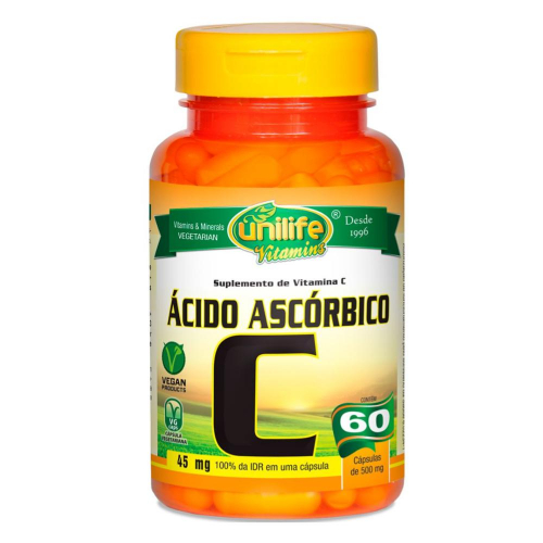 Vitamina C - Ácido Ascórbico - 60 cápsulas - Unilife