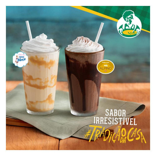 Bebidas Frias: Shakes - Sabor: Doce de Leite - Copo 400ml