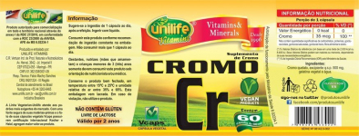 Cromo Quelato - 60 Cápsulas de 500mg - Unilife