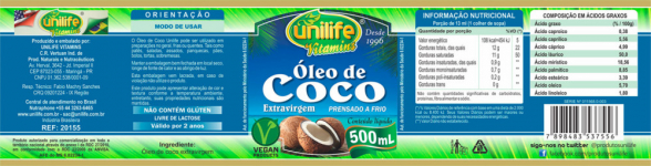 Óleo de Coco - Pote 500ml - Unilife