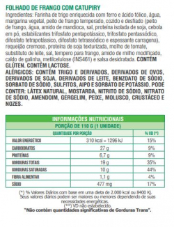 Folhados - Folhado Salgado - Sabor: Frango com Requeijão