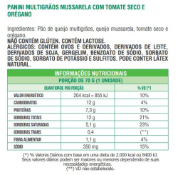 Panini - Sabor: Muçarela e Tomate Seco - Versão: Multigrãos