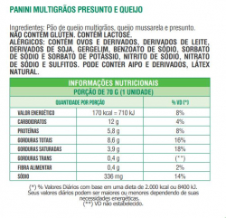 Panini - Sabor: Presunto e Queijo - Versão: Multigrãos