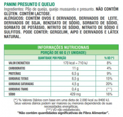 Panini - Sabor: Presunto e Queijo - Versão: Tradicional