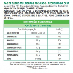 Pão de Queijo Recheado - Sabor: Requeijão da Casa - Versão: Multigrãos