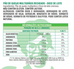 Pão de Queijo Recheado - Sabor: Doce de Leite - Versão: Multigrãos