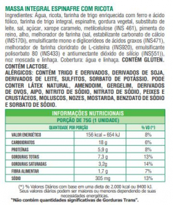 Pastel de Forno - Sabor: Espinafre com Ricota - Versão: Massa Integral