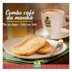 Promoção - Pão na Chapa (com manteiga) + Café com Leite Grande