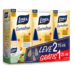 Adoçante Líquido Sucralose - Pague 2 de 75ml e Leve Grátis 1 de 25ml - Línea