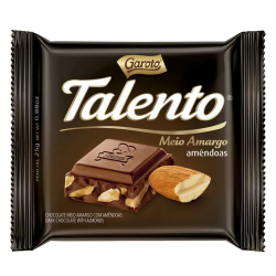 Chocolate Talento Meio Amargo Amendôas - Tablete 25g - Garoto